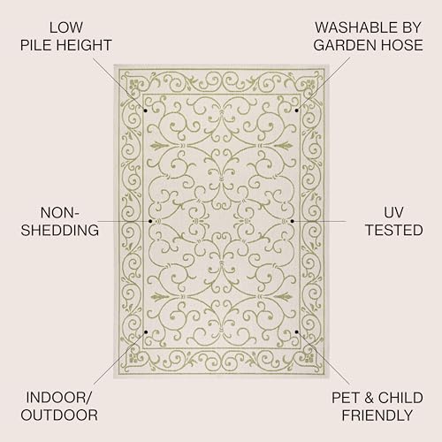 JONATHAN Y SMB106B-3 Charleston Vintage Filigree Textured Weave Indoor/Outdoor Red/Beige 3 ft. x 5 ft. Area-Rug, Classic,Easy-Cleaning,HighTraffic,LivingRoom,Backyard, Non Shedding