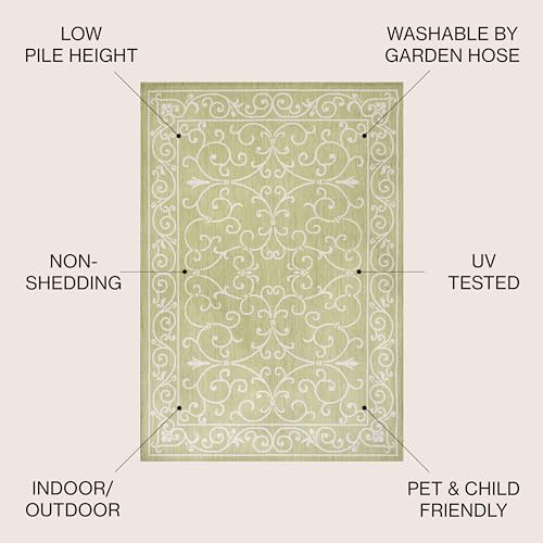 JONATHAN Y SMB106B-3 Charleston Vintage Filigree Textured Weave Indoor/Outdoor Red/Beige 3 ft. x 5 ft. Area-Rug, Classic,Easy-Cleaning,HighTraffic,LivingRoom,Backyard, Non Shedding