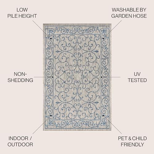 JONATHAN Y SMB106B-3 Charleston Vintage Filigree Textured Weave Indoor/Outdoor Red/Beige 3 ft. x 5 ft. Area-Rug, Classic,Easy-Cleaning,HighTraffic,LivingRoom,Backyard, Non Shedding