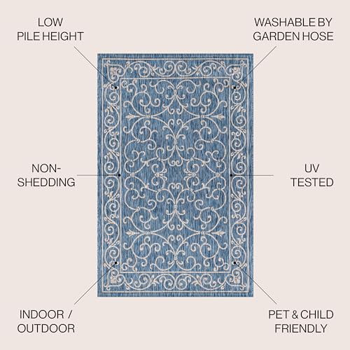 JONATHAN Y SMB106B-3 Charleston Vintage Filigree Textured Weave Indoor/Outdoor Red/Beige 3 ft. x 5 ft. Area-Rug, Classic,Easy-Cleaning,HighTraffic,LivingRoom,Backyard, Non Shedding