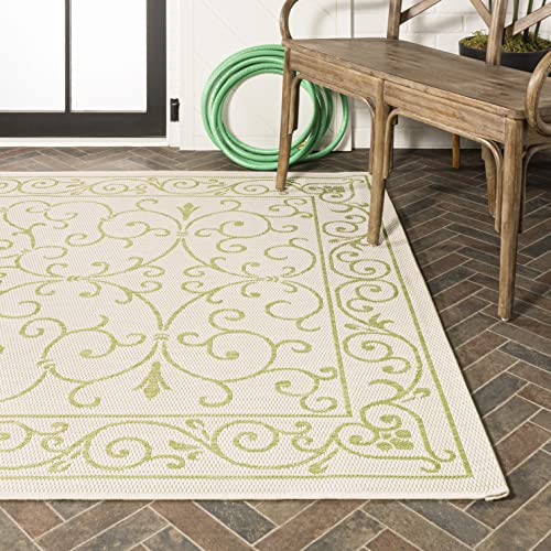 JONATHAN Y SMB106B-3 Charleston Vintage Filigree Textured Weave Indoor/Outdoor Red/Beige 3 ft. x 5 ft. Area-Rug, Classic,Easy-Cleaning,HighTraffic,LivingRoom,Backyard, Non Shedding