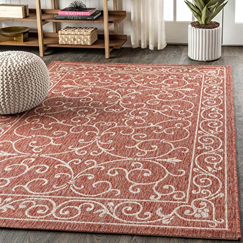 JONATHAN Y SMB106B-3 Charleston Vintage Filigree Textured Weave Indoor/Outdoor Red/Beige 3 ft. x 5 ft. Area-Rug, Classic,Easy-Cleaning,HighTraffic,LivingRoom,Backyard, Non Shedding