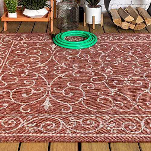 JONATHAN Y SMB106B-3 Charleston Vintage Filigree Textured Weave Indoor/Outdoor Red/Beige 3 ft. x 5 ft. Area-Rug, Classic,Easy-Cleaning,HighTraffic,LivingRoom,Backyard, Non Shedding