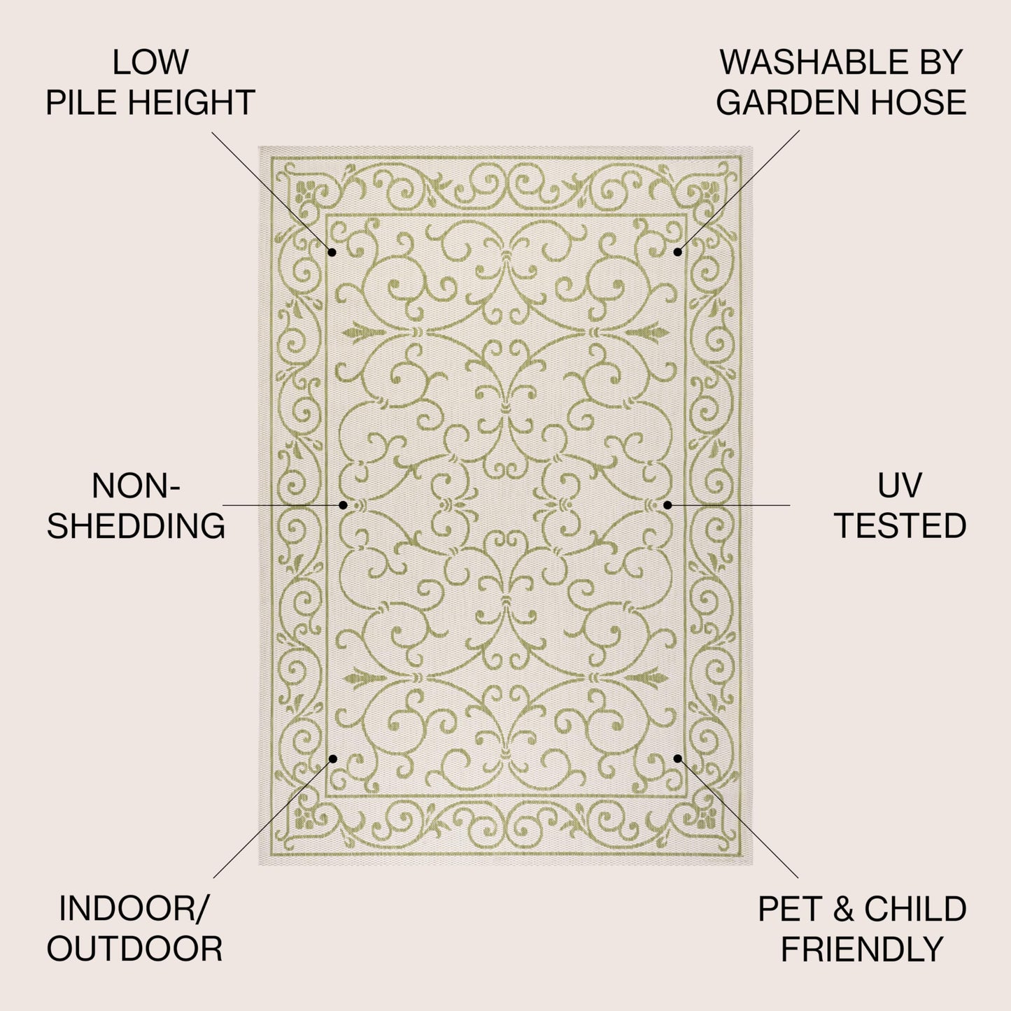 JONATHAN Y SMB106B-3 Charleston Vintage Filigree Textured Weave Indoor/Outdoor Red/Beige 3 ft. x 5 ft. Area-Rug, Classic,Easy-Cleaning,HighTraffic,LivingRoom,Backyard, Non Shedding