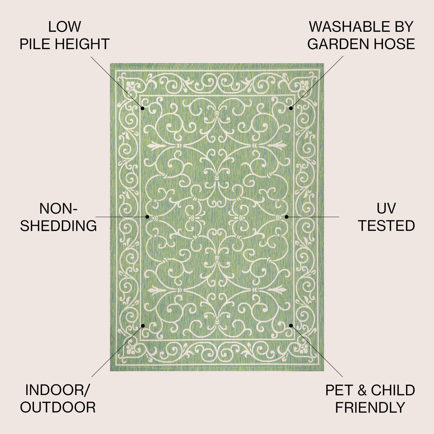 JONATHAN Y SMB106B-3 Charleston Vintage Filigree Textured Weave Indoor/Outdoor Red/Beige 3 ft. x 5 ft. Area-Rug, Classic,Easy-Cleaning,HighTraffic,LivingRoom,Backyard, Non Shedding