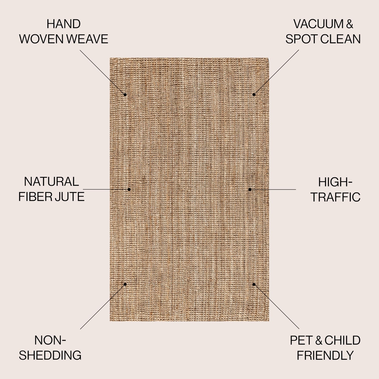 JONATHAN Y NRF102A-3 Pata Hand Woven Chunky Jute Indoor Area -rug Bohemian Farmhouse Easy -cleaning Bedroom Kitchen Living Room Non Shedding, 3 ft x 5 ft, Natural Color