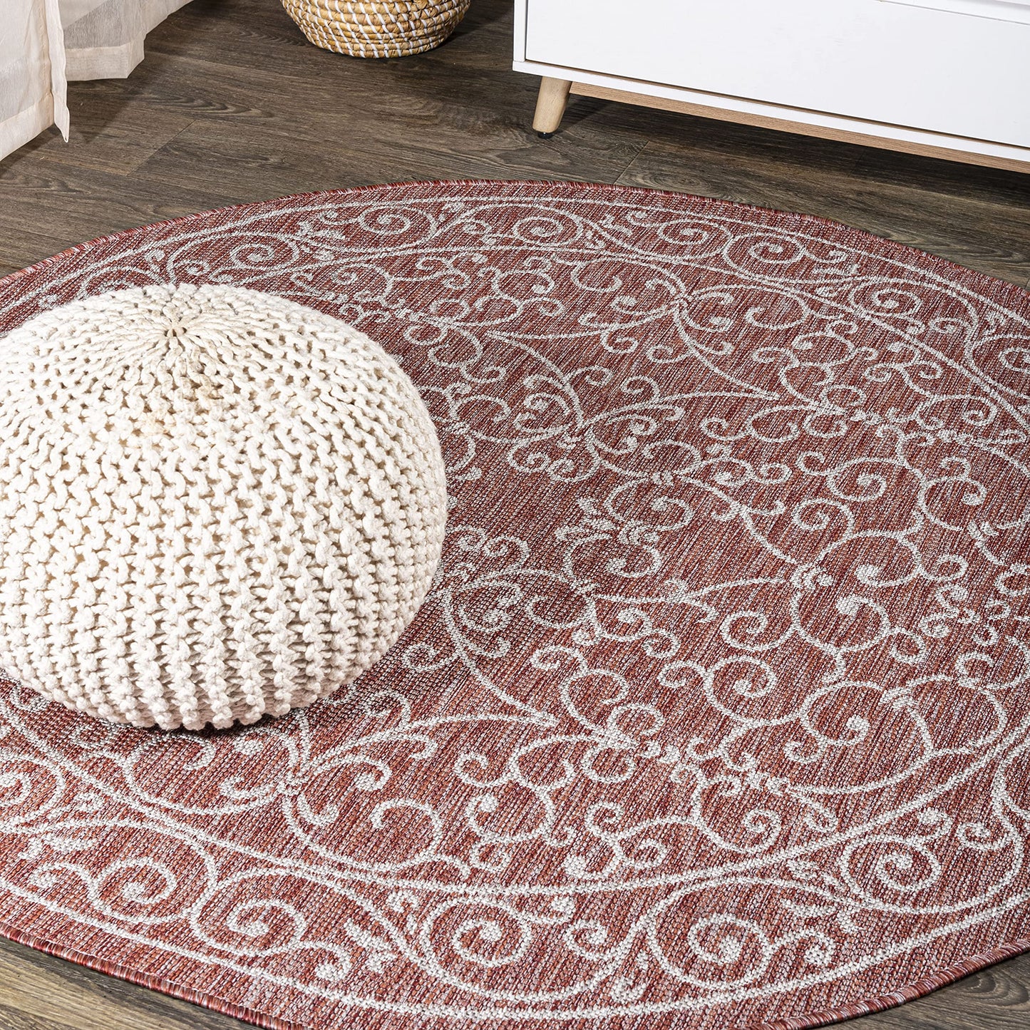 JONATHAN Y SMB106B-3 Charleston Vintage Filigree Textured Weave Indoor/Outdoor Red/Beige 3 ft. x 5 ft. Area-Rug, Classic,Easy-Cleaning,HighTraffic,LivingRoom,Backyard, Non Shedding