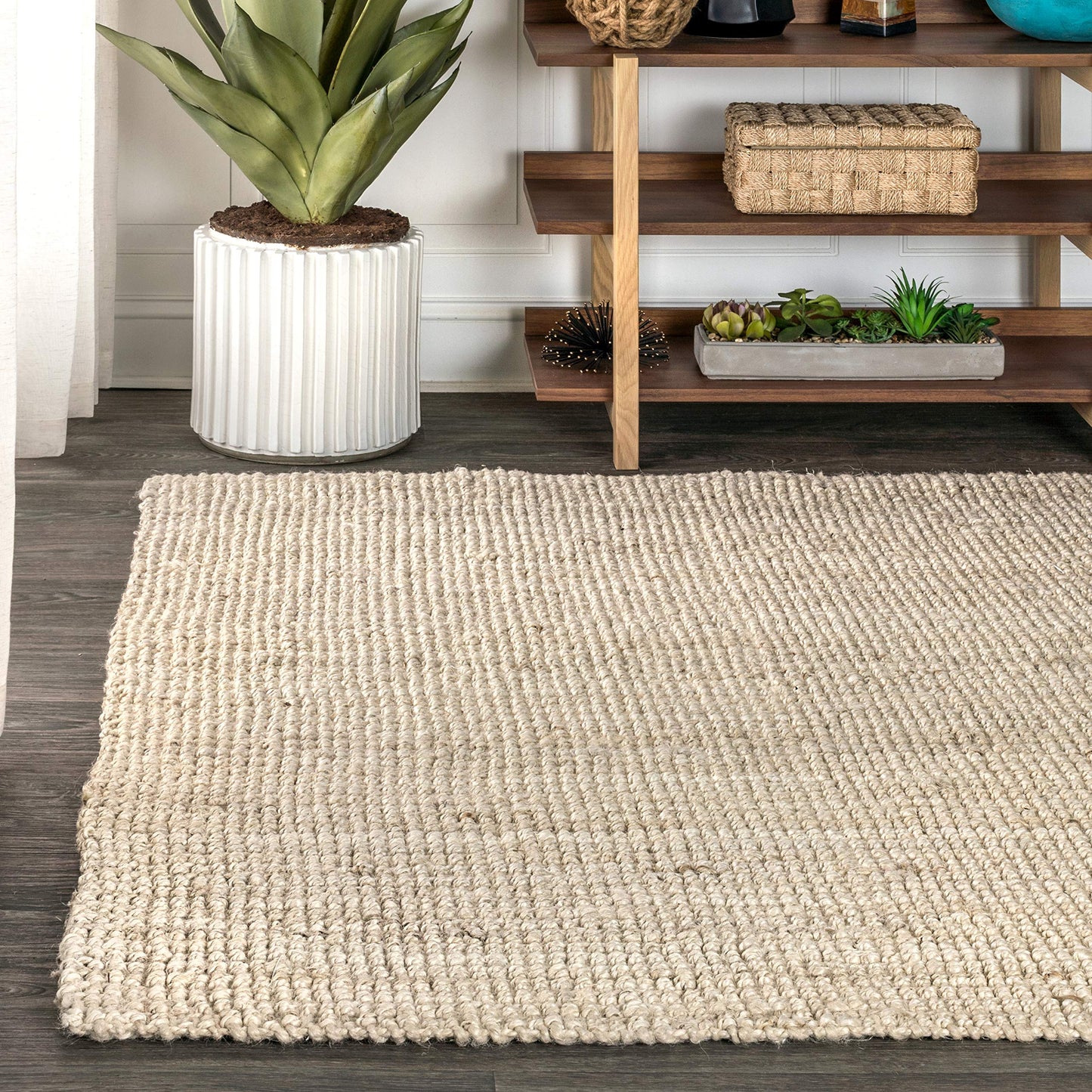 JONATHAN Y NRF102A-3 Pata Hand Woven Chunky Jute Indoor Area -rug Bohemian Farmhouse Easy -cleaning Bedroom Kitchen Living Room Non Shedding, 3 ft x 5 ft, Natural Color