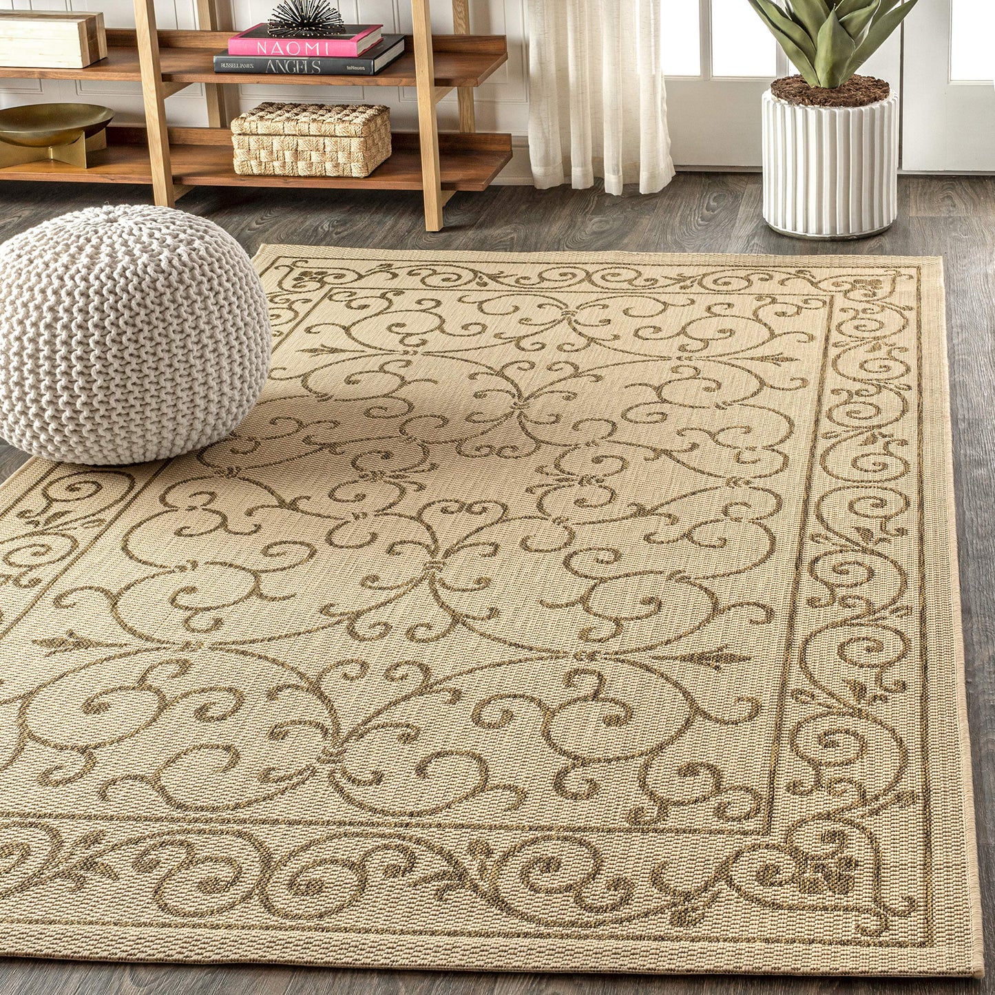 JONATHAN Y SMB106B-3 Charleston Vintage Filigree Textured Weave Indoor/Outdoor Red/Beige 3 ft. x 5 ft. Area-Rug, Classic,Easy-Cleaning,HighTraffic,LivingRoom,Backyard, Non Shedding