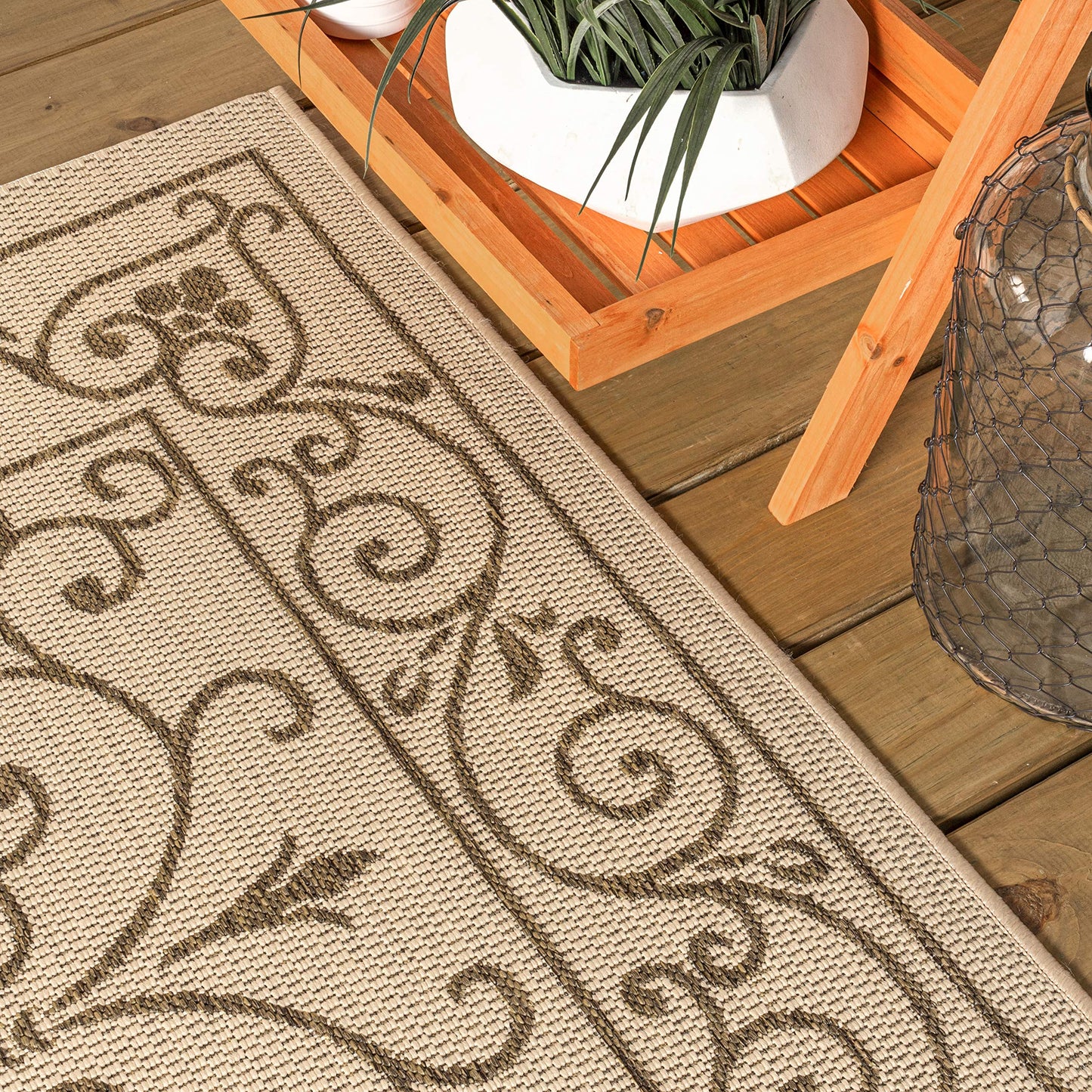 JONATHAN Y SMB106B-3 Charleston Vintage Filigree Textured Weave Indoor/Outdoor Red/Beige 3 ft. x 5 ft. Area-Rug, Classic,Easy-Cleaning,HighTraffic,LivingRoom,Backyard, Non Shedding