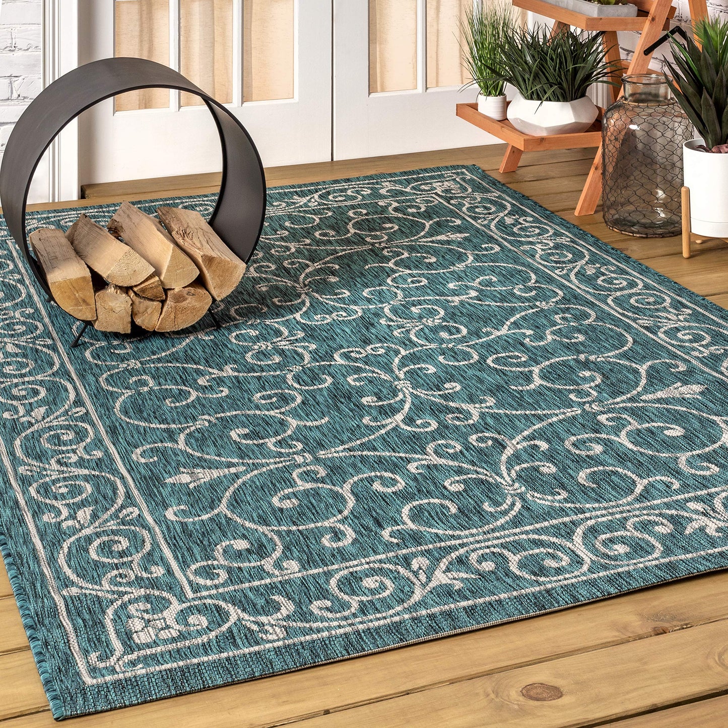 JONATHAN Y SMB106B-3 Charleston Vintage Filigree Textured Weave Indoor/Outdoor Red/Beige 3 ft. x 5 ft. Area-Rug, Classic,Easy-Cleaning,HighTraffic,LivingRoom,Backyard, Non Shedding