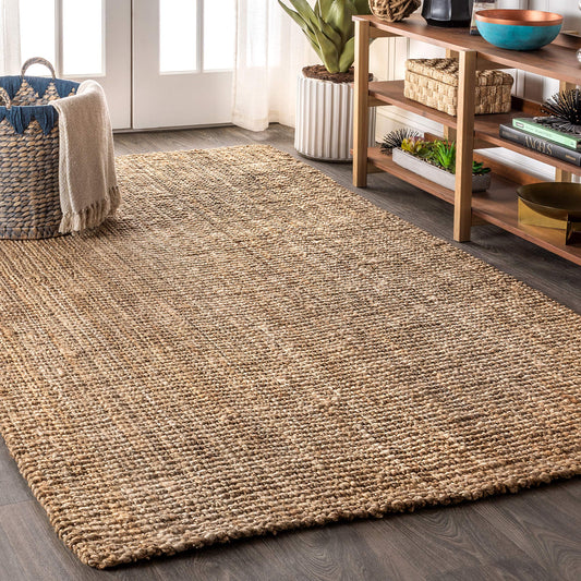 JONATHAN Y NRF102A-3 Pata Hand Woven Chunky Jute Indoor Area -rug Bohemian Farmhouse Easy -cleaning Bedroom Kitchen Living Room Non Shedding, 3 ft x 5 ft, Natural Color