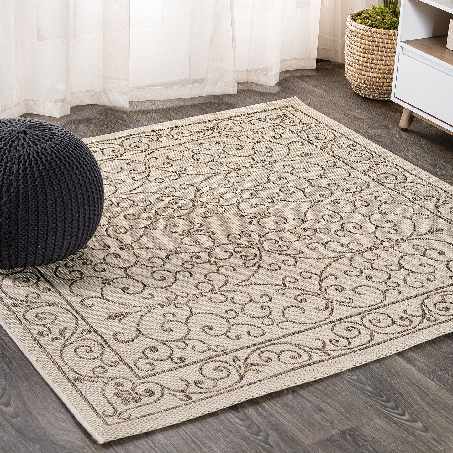 JONATHAN Y SMB106B-3 Charleston Vintage Filigree Textured Weave Indoor/Outdoor Red/Beige 3 ft. x 5 ft. Area-Rug, Classic,Easy-Cleaning,HighTraffic,LivingRoom,Backyard, Non Shedding