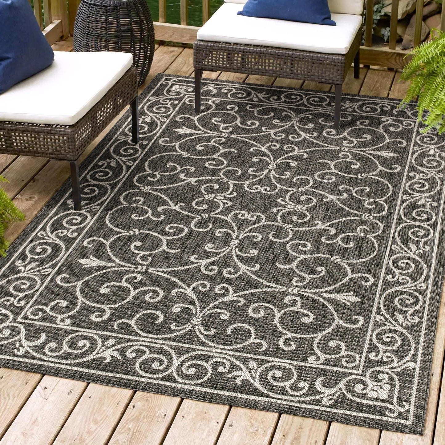 JONATHAN Y SMB106B-3 Charleston Vintage Filigree Textured Weave Indoor/Outdoor Red/Beige 3 ft. x 5 ft. Area-Rug, Classic,Easy-Cleaning,HighTraffic,LivingRoom,Backyard, Non Shedding