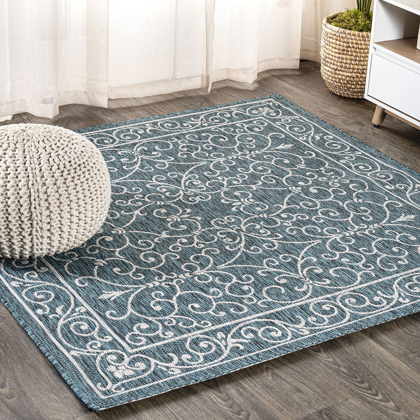 JONATHAN Y SMB106B-3 Charleston Vintage Filigree Textured Weave Indoor/Outdoor Red/Beige 3 ft. x 5 ft. Area-Rug, Classic,Easy-Cleaning,HighTraffic,LivingRoom,Backyard, Non Shedding