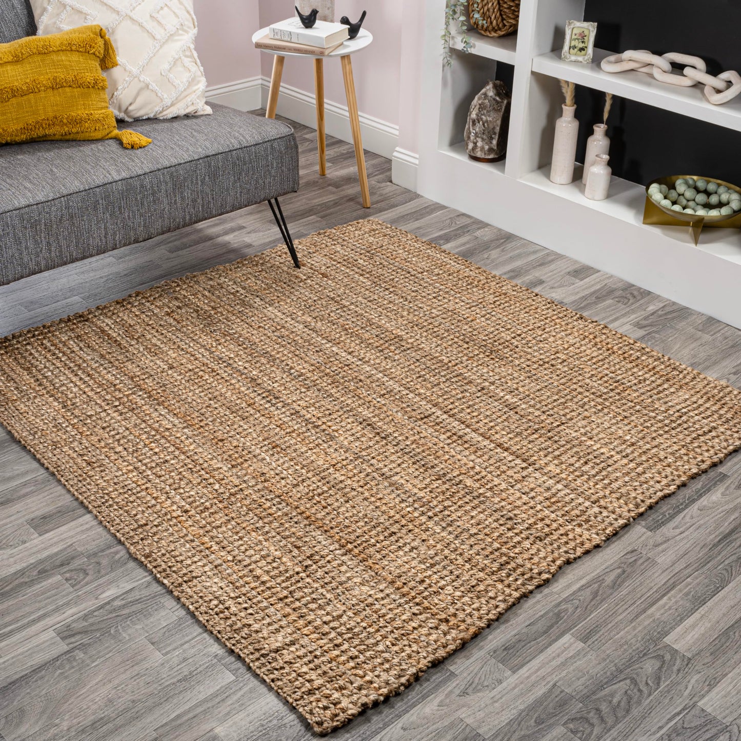 JONATHAN Y NRF102A-3 Pata Hand Woven Chunky Jute Indoor Area -rug Bohemian Farmhouse Easy -cleaning Bedroom Kitchen Living Room Non Shedding, 3 ft x 5 ft, Natural Color