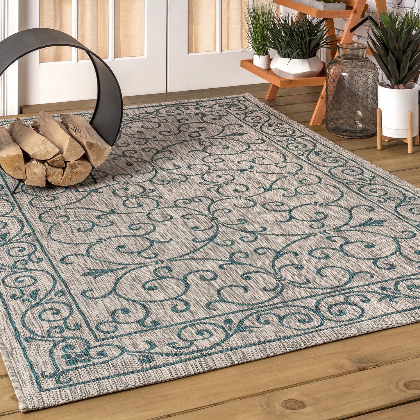 JONATHAN Y SMB106B-3 Charleston Vintage Filigree Textured Weave Indoor/Outdoor Red/Beige 3 ft. x 5 ft. Area-Rug, Classic,Easy-Cleaning,HighTraffic,LivingRoom,Backyard, Non Shedding