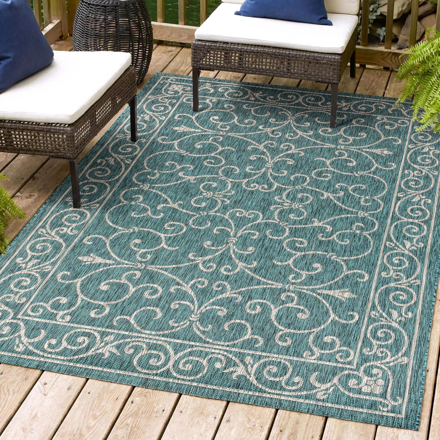 JONATHAN Y SMB106B-3 Charleston Vintage Filigree Textured Weave Indoor/Outdoor Red/Beige 3 ft. x 5 ft. Area-Rug, Classic,Easy-Cleaning,HighTraffic,LivingRoom,Backyard, Non Shedding