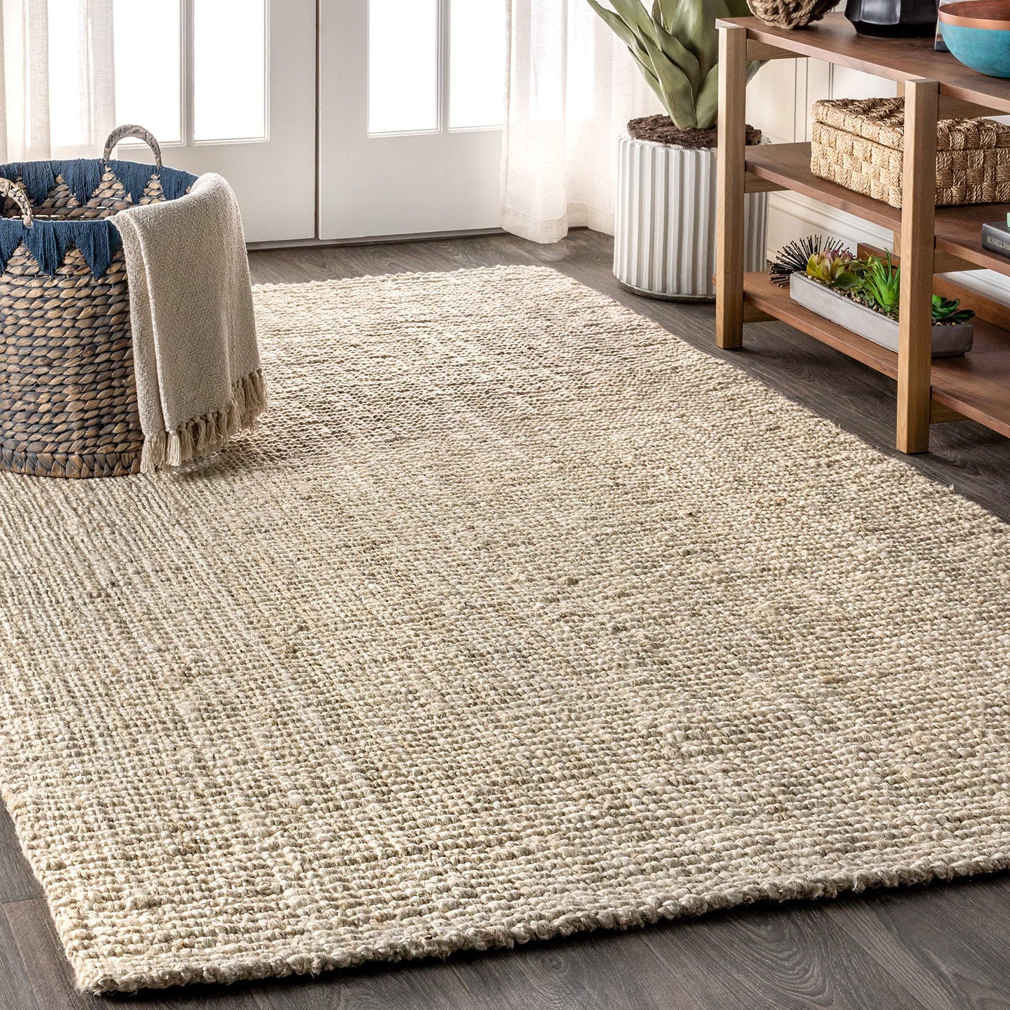 JONATHAN Y NRF102A-3 Pata Hand Woven Chunky Jute Indoor Area -rug Bohemian Farmhouse Easy -cleaning Bedroom Kitchen Living Room Non Shedding, 3 ft x 5 ft, Natural Color