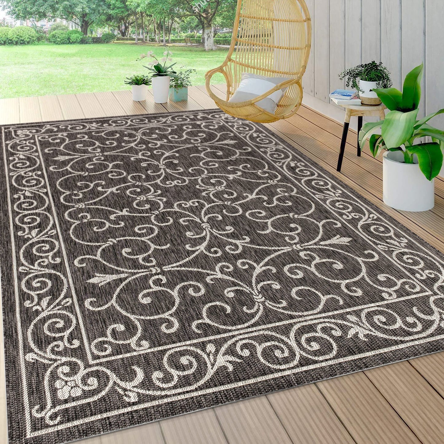 JONATHAN Y SMB106B-3 Charleston Vintage Filigree Textured Weave Indoor/Outdoor Red/Beige 3 ft. x 5 ft. Area-Rug, Classic,Easy-Cleaning,HighTraffic,LivingRoom,Backyard, Non Shedding