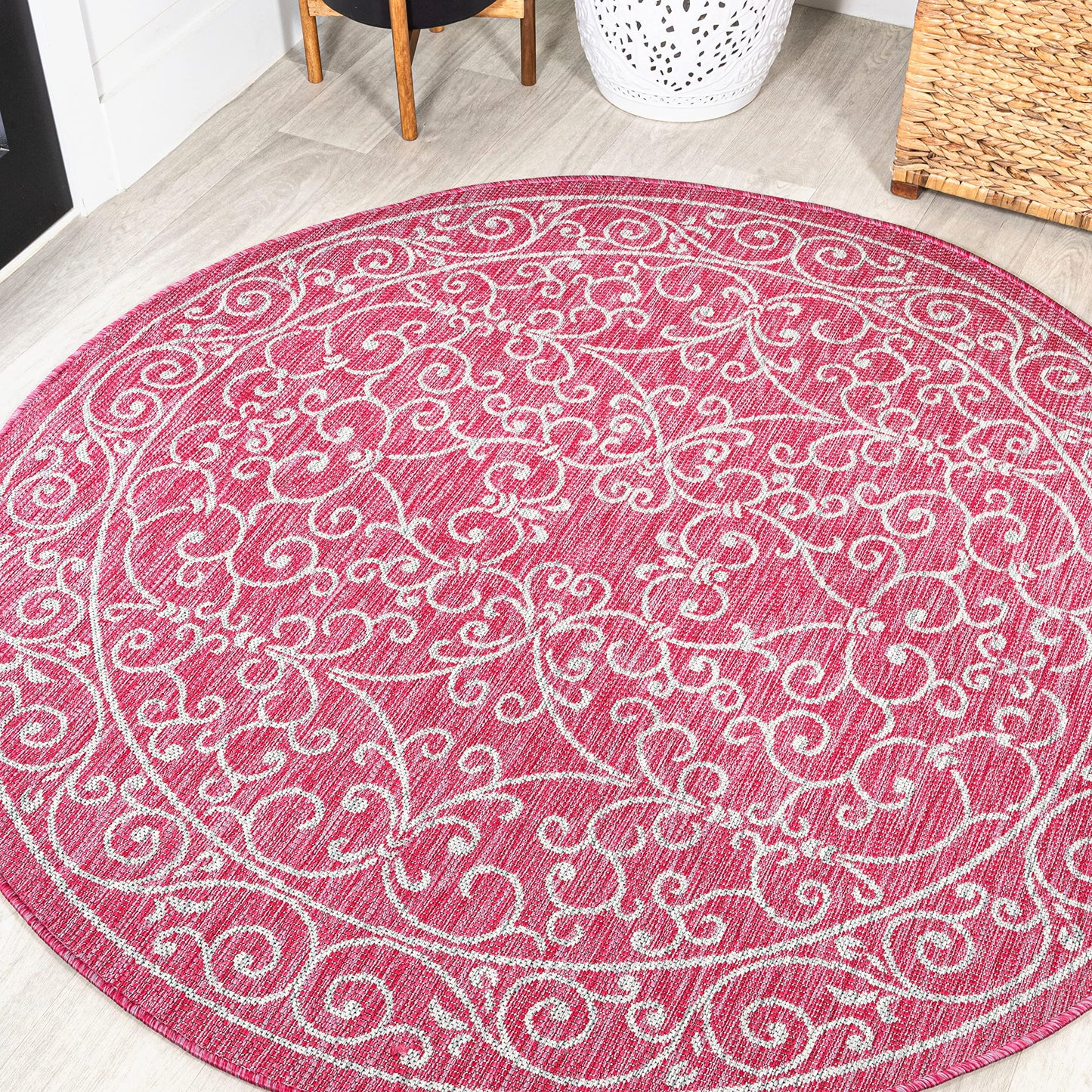 JONATHAN Y SMB106B-3 Charleston Vintage Filigree Textured Weave Indoor/Outdoor Red/Beige 3 ft. x 5 ft. Area-Rug, Classic,Easy-Cleaning,HighTraffic,LivingRoom,Backyard, Non Shedding